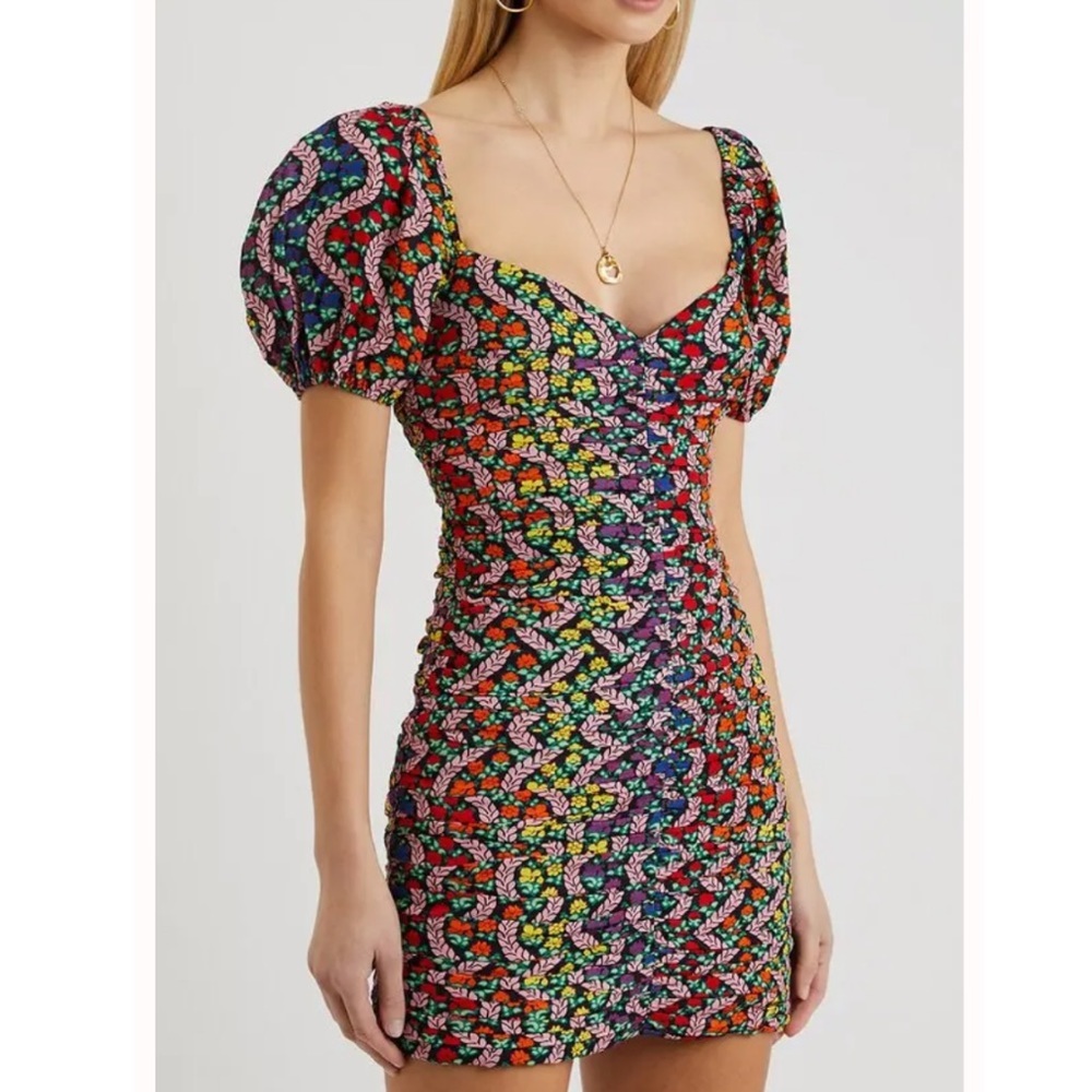 RHODE Esme Floral-Print Ruched Mini Dress
